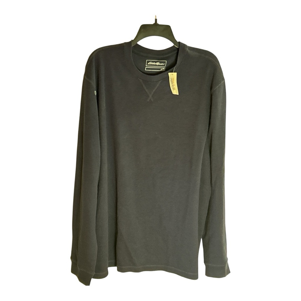 Eddie Bauer Mens Waffle Thermal Long-Sleeve Shirt XL Tall Cotton Black Crew NWT
